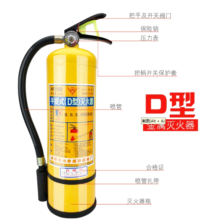 手提式D类干粉灭火器
